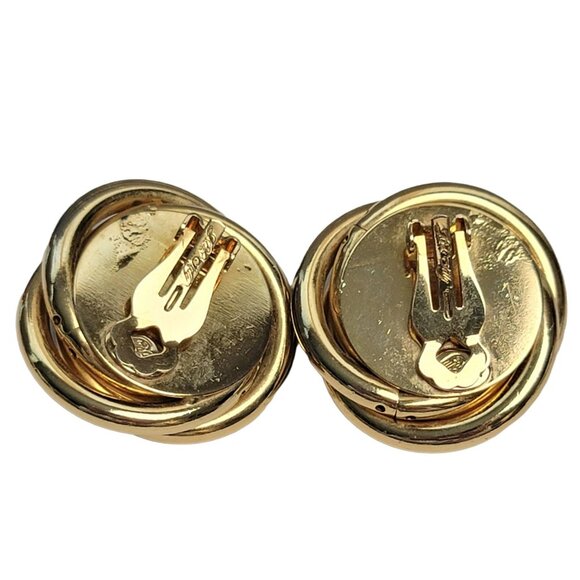 Kirk's Folly Gold Tone Black Lucite Rivoli Clip On Earrings, Signed - Picture 6 of 9